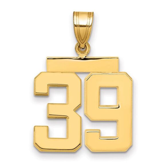 14k Yellow Gold, Athletic Collection Medium Polished Number 39 Pendant - Picture 1 of 3